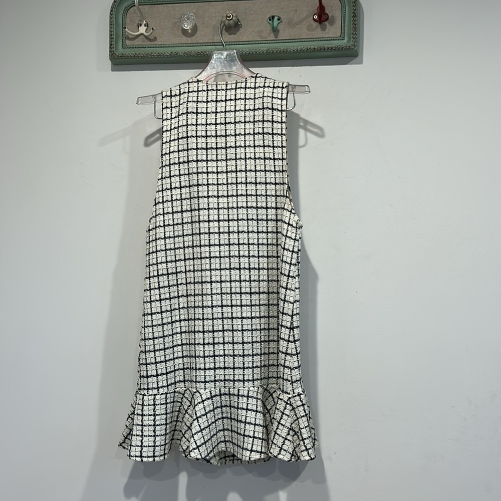 Zara Black and White Checkered pinafore mini dress Women's size medium new w tag - Picture 6 of 6